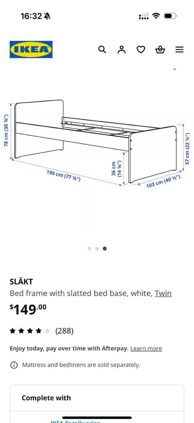 IKEA twin size bed frame + bed slats