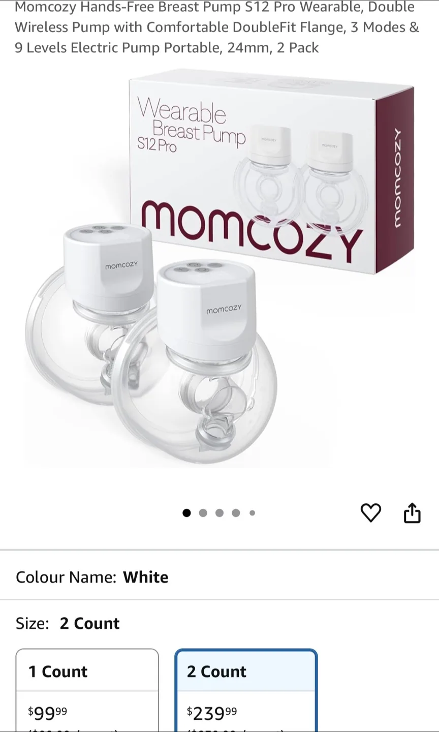 Momcozy S12 Pro Wearable Breast Pump (2 Count)