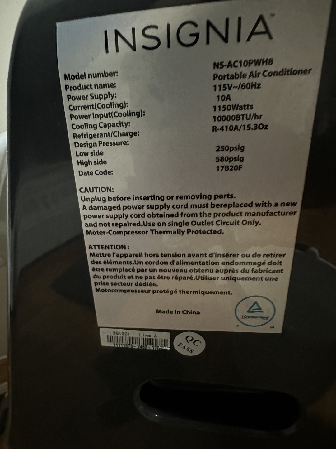 Insignia portable Air Conditioner