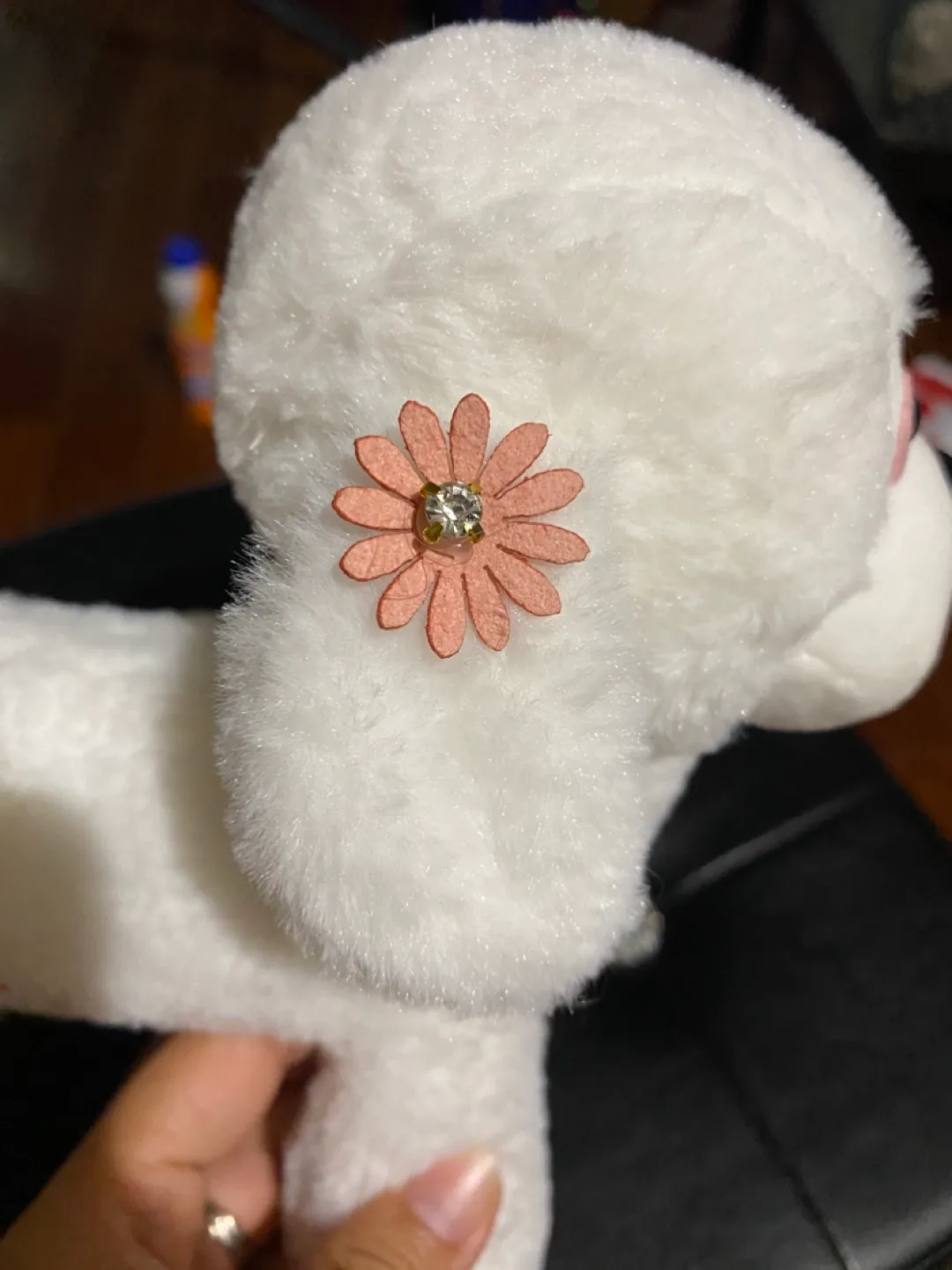 White Dog Plush w Flower Hairclips #freecycle image indicator(4)
