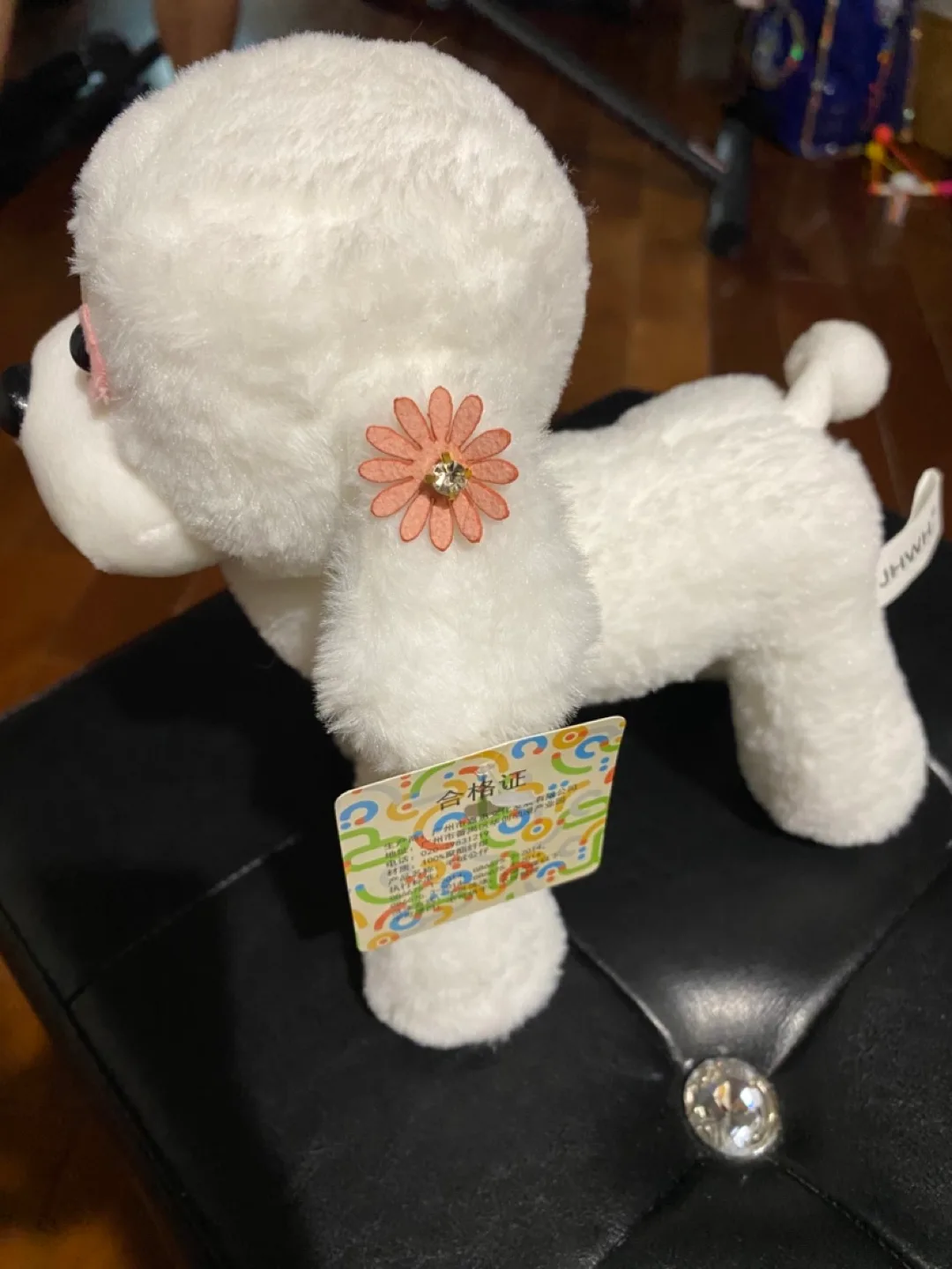 White Dog Plush w Flower Hairclips #freecycle image indicator(3)
