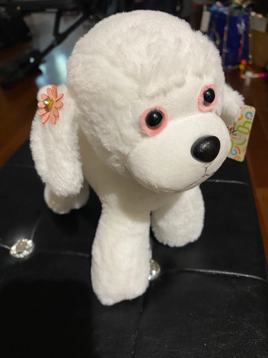 White Dog Plush w Flower Hairclips #freecycle thumbnail