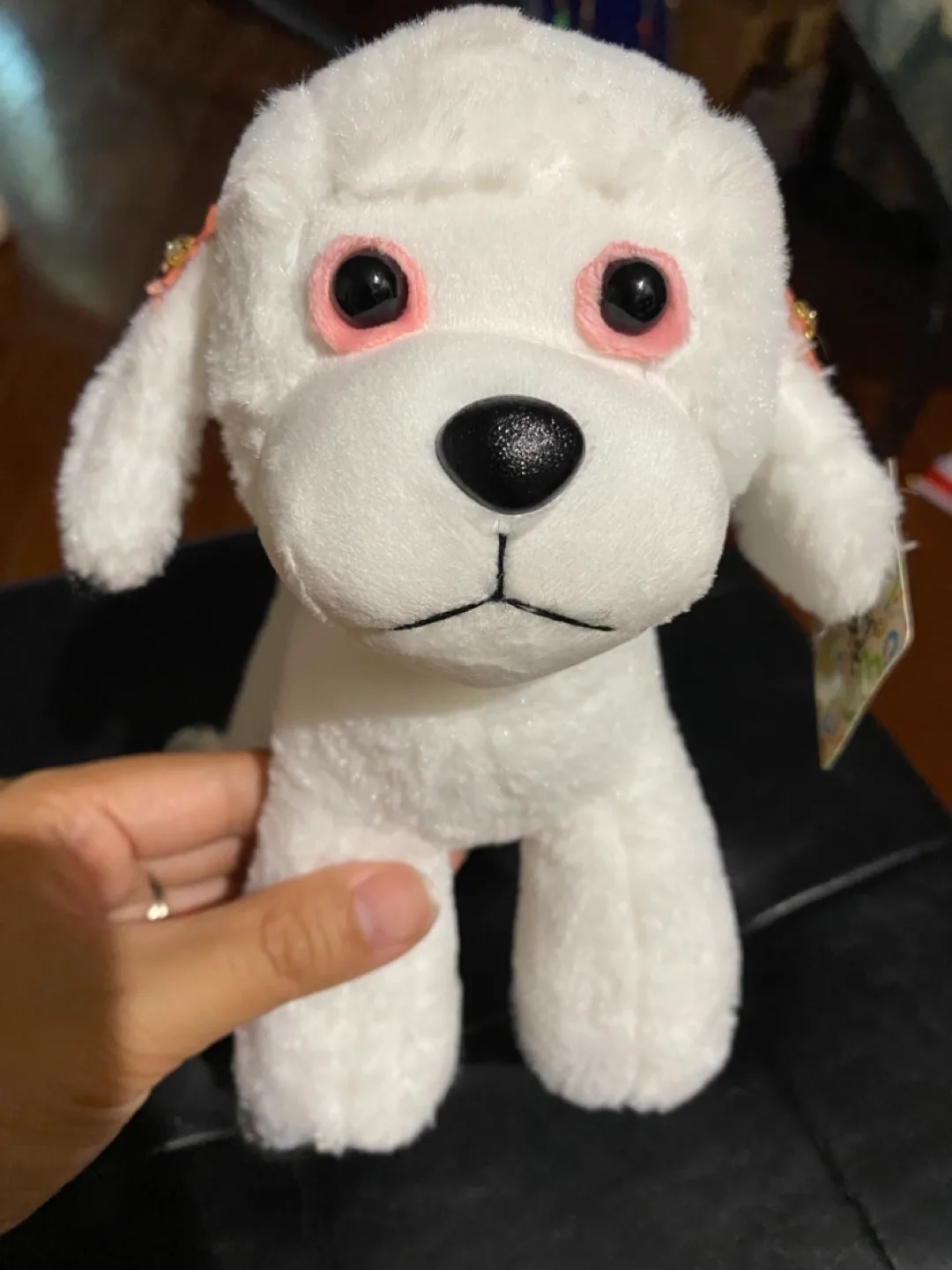 White Dog Plush w Flower Hairclips #freecycle image indicator(2)