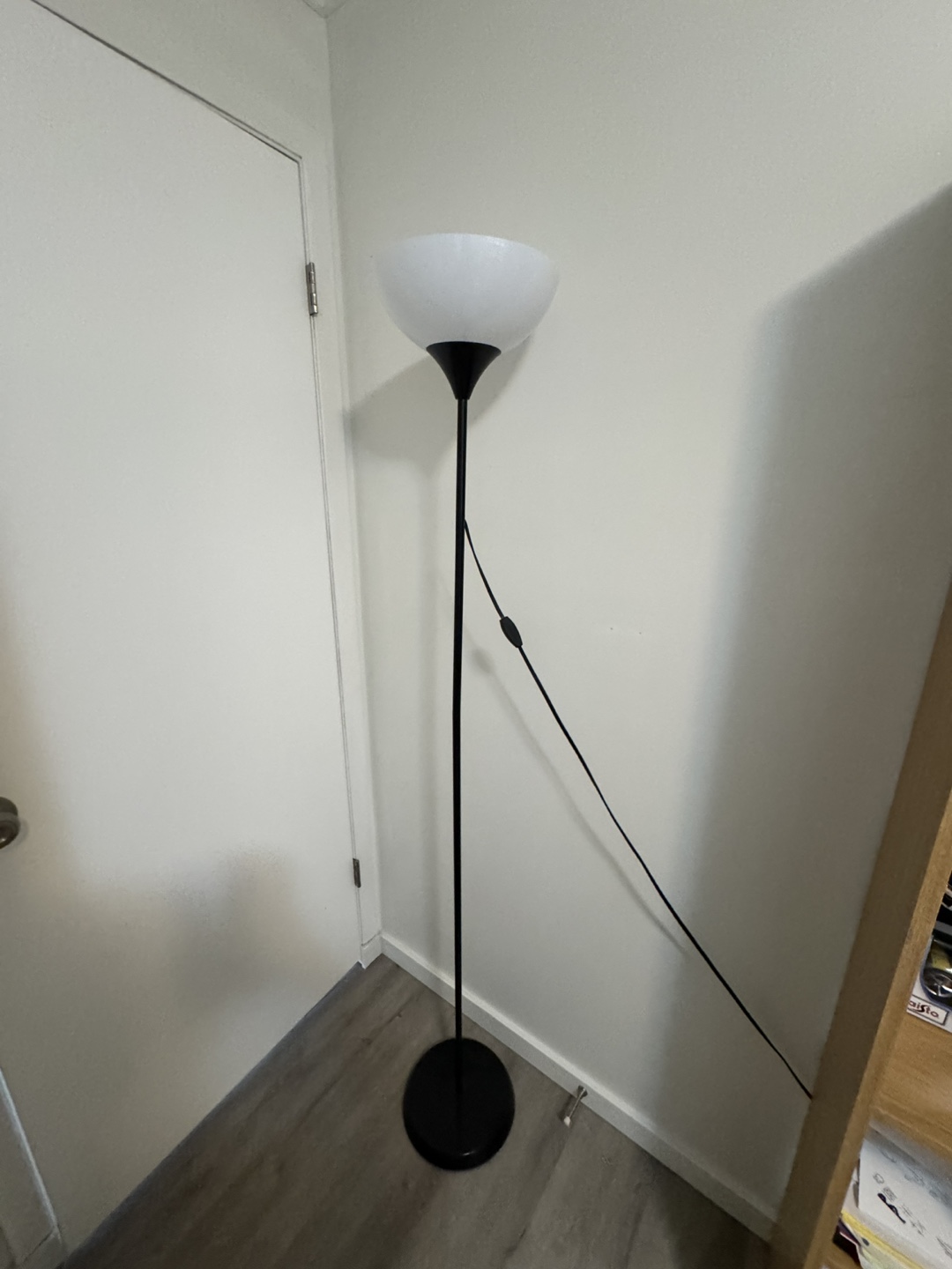 Black Floor Lamp with White Shade