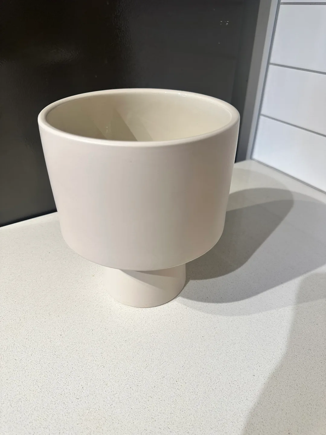 Cream Ceramic Pedestal Planter - 7 Inch thumbnail