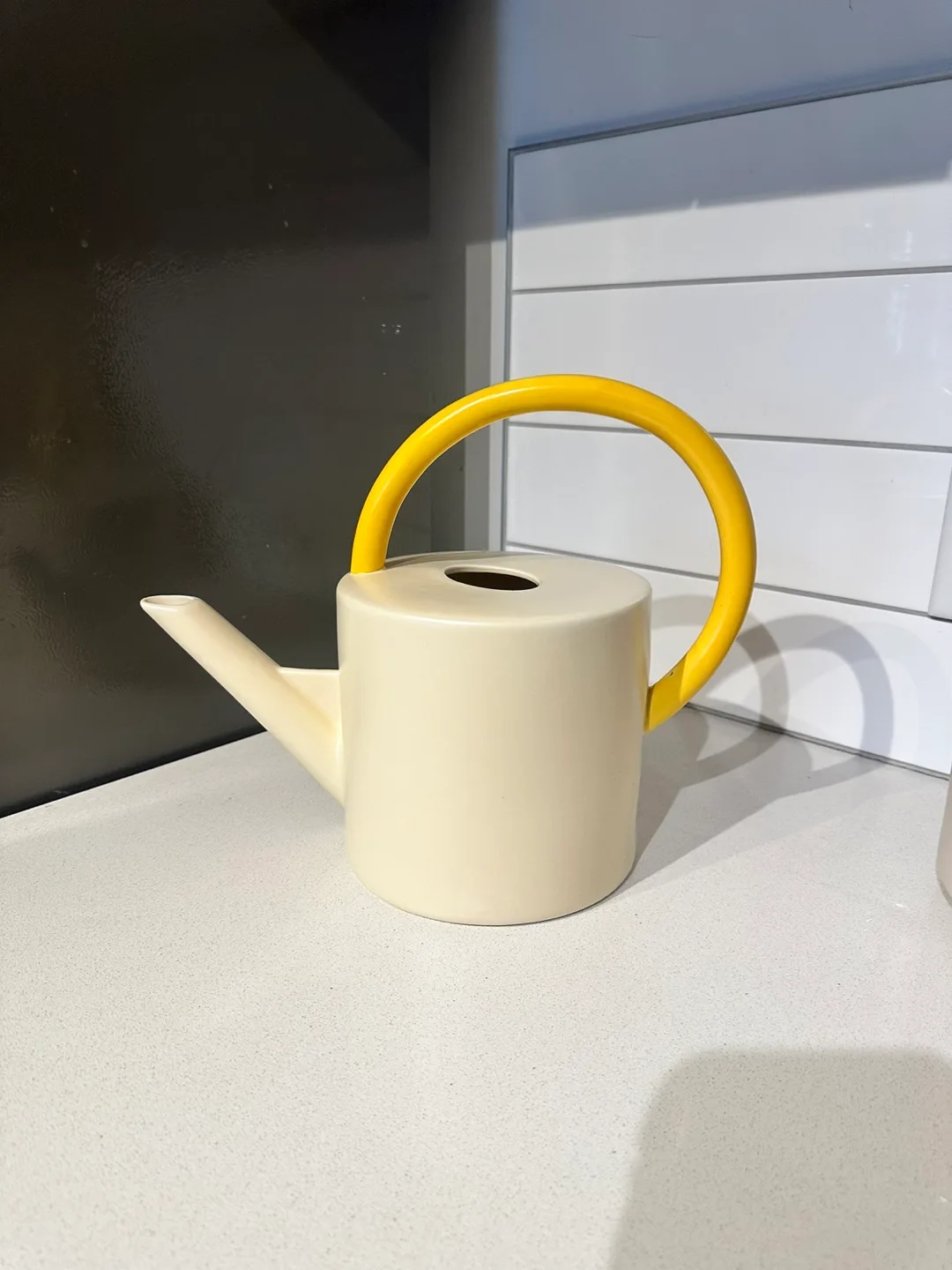 Modern Ceramic Watering Can - Cream & Sunny Yellow thumbnail