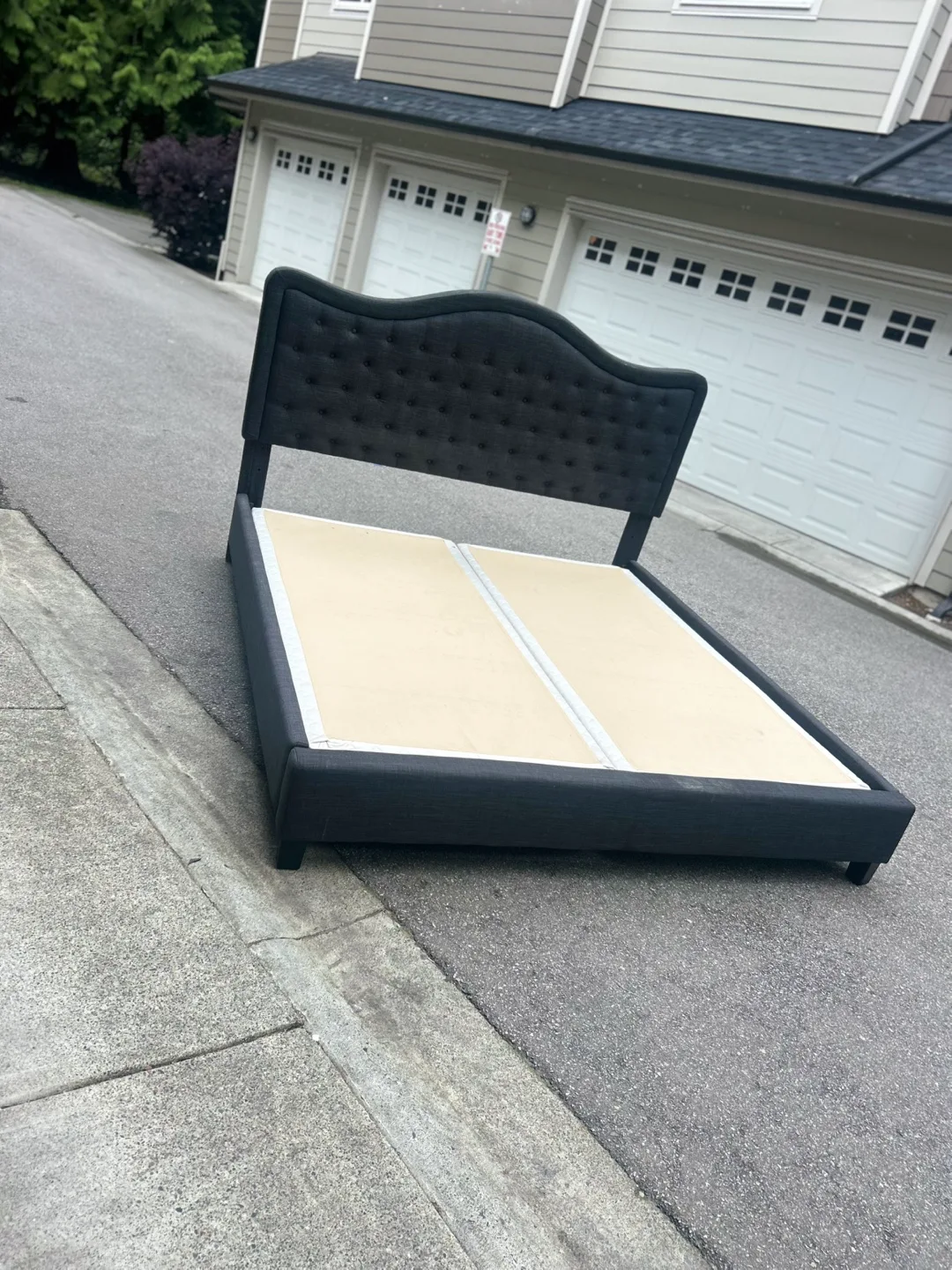 King Upholstered Bed Frame - Charcoal Grey thumbnail