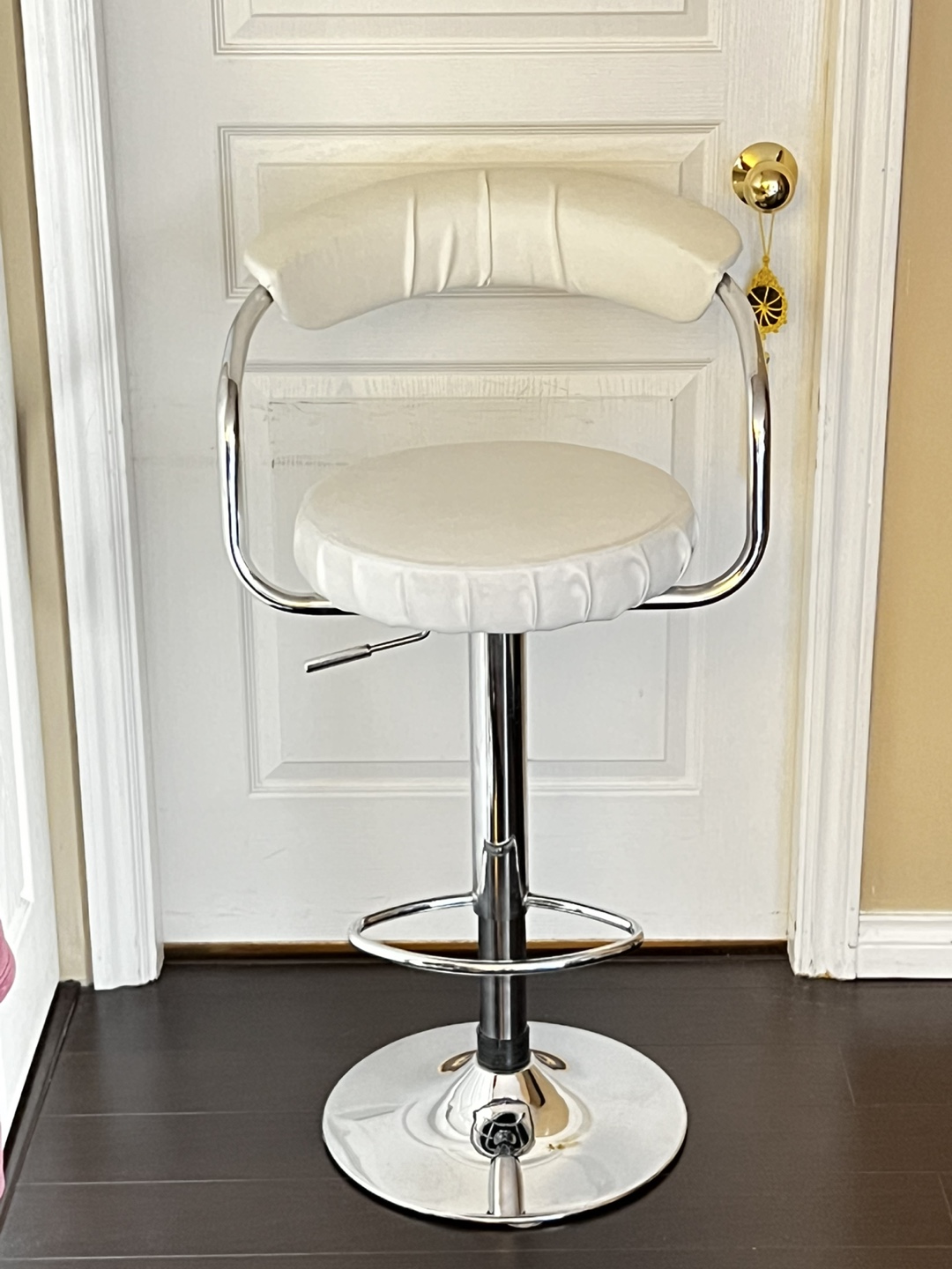 Free White Adjustable Height Bar Stool - photo 2