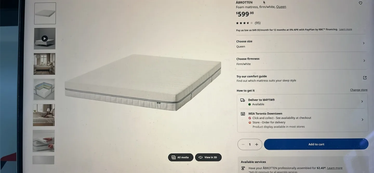 IKEA ABROTTEN Queen Foam Mattress thumbnail