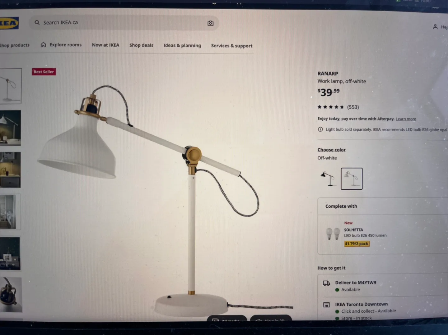 IKEA RANARP Work Lamp - Off-White thumbnail