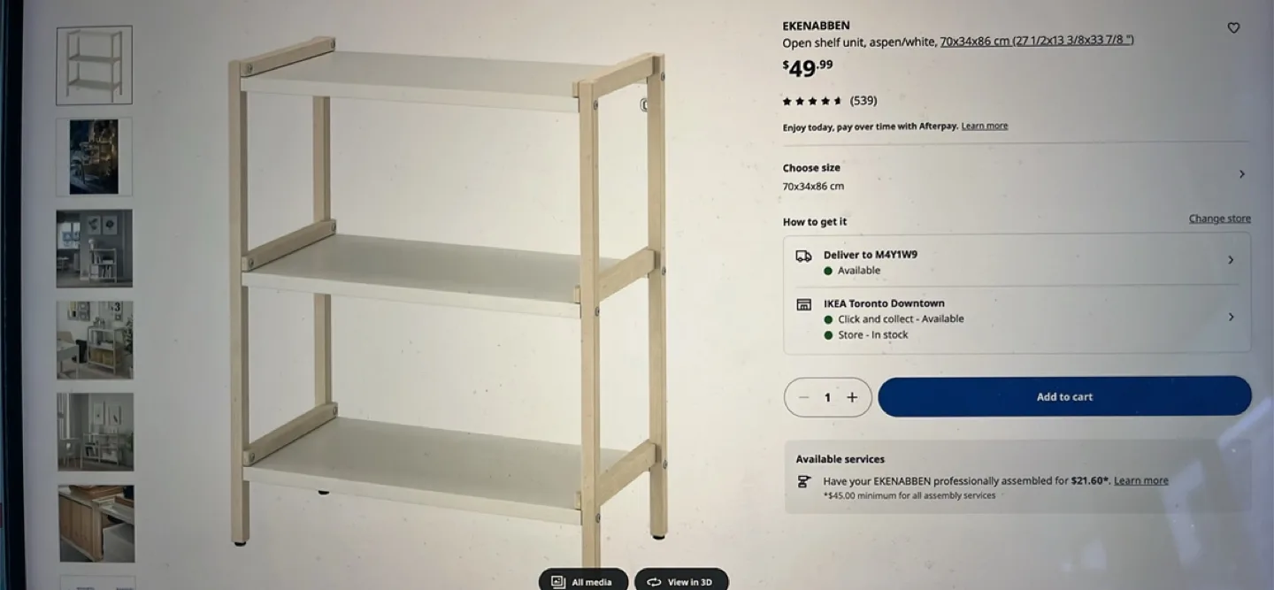 IKEA EKENABBEN Open Shelf Unit - Aspen/White thumbnail