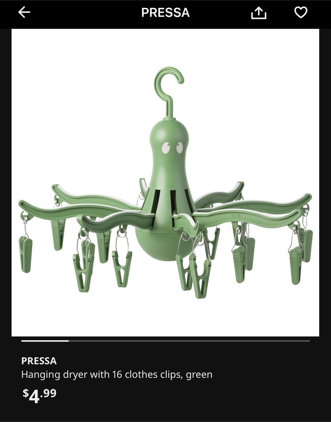 IKEA PRESSA Hanging Dryer with 16 Clips