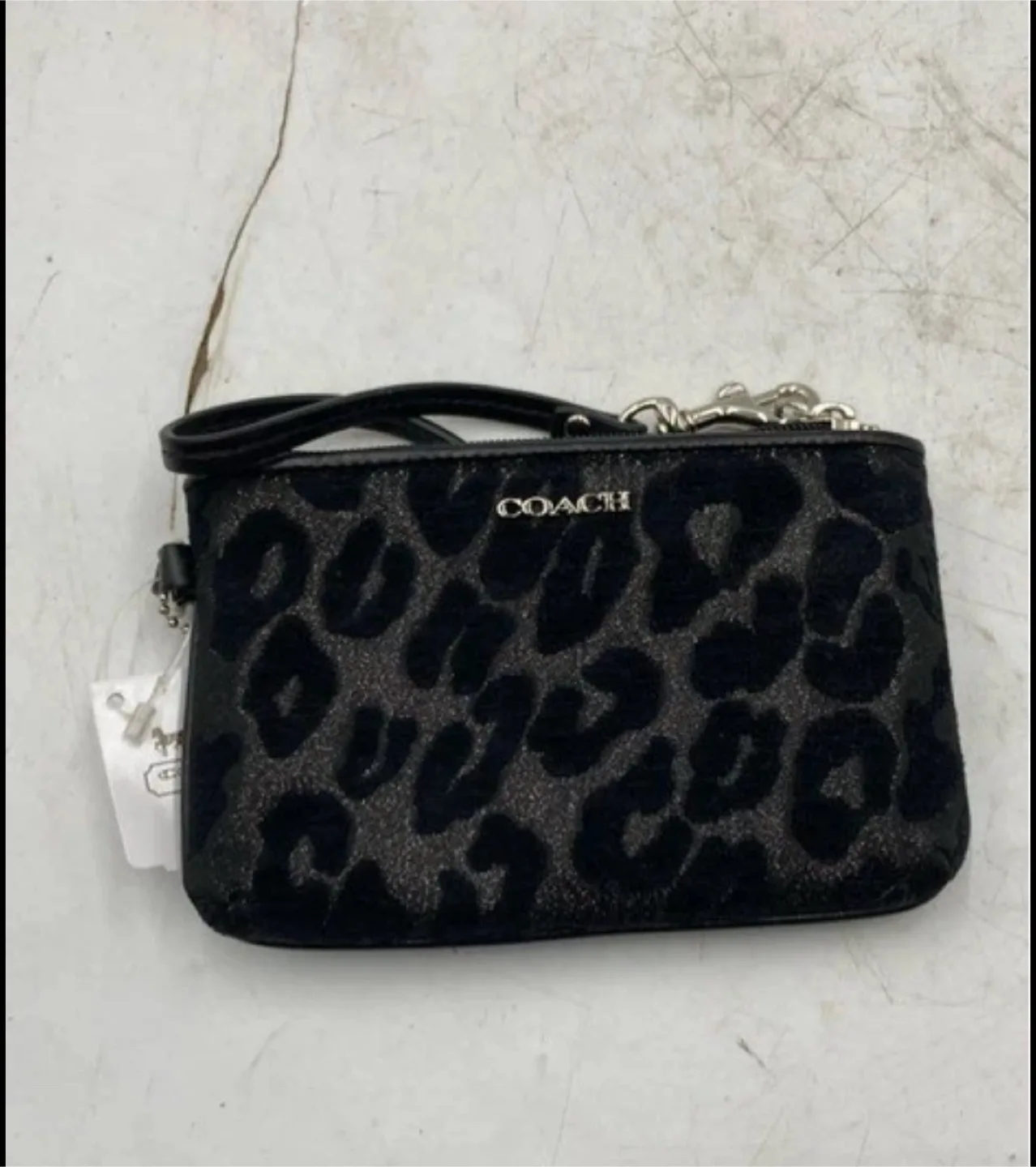 Coach Black Leopard Print Wristlet thumbnail