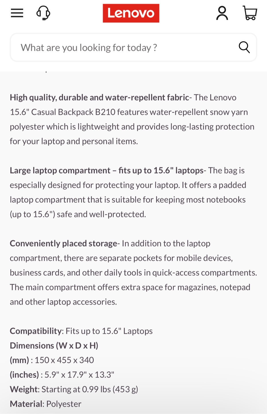 Lenovo 15.6" Casual Backpack - photo 2