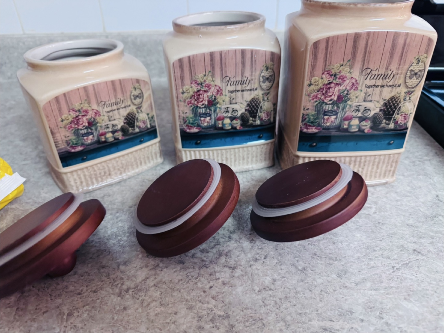 brand new Ceramic Kitchen Canister Set - 3 Piece - photo 4