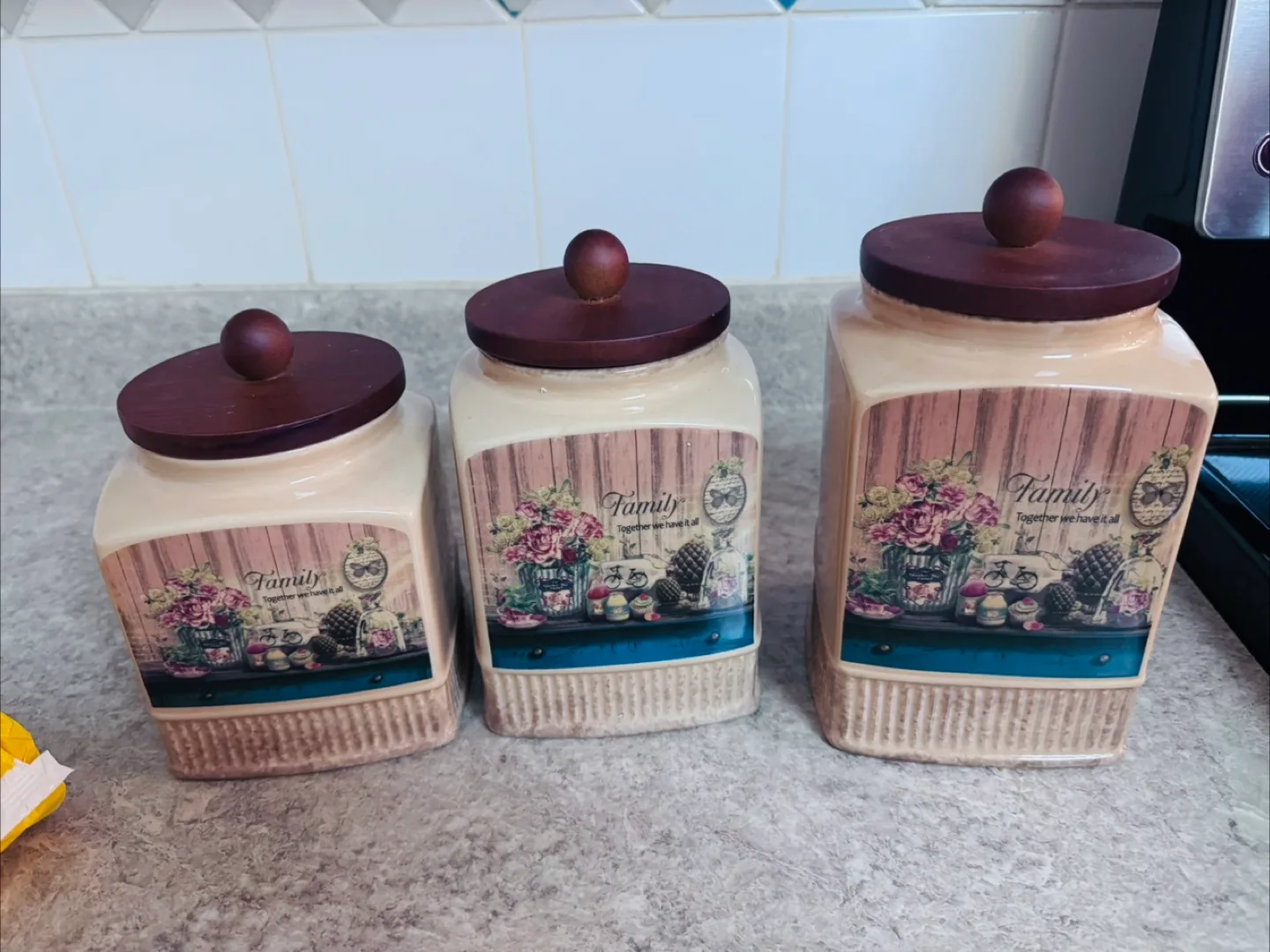 brand new Ceramic Kitchen Canister Set - 3 Piece thumbnail