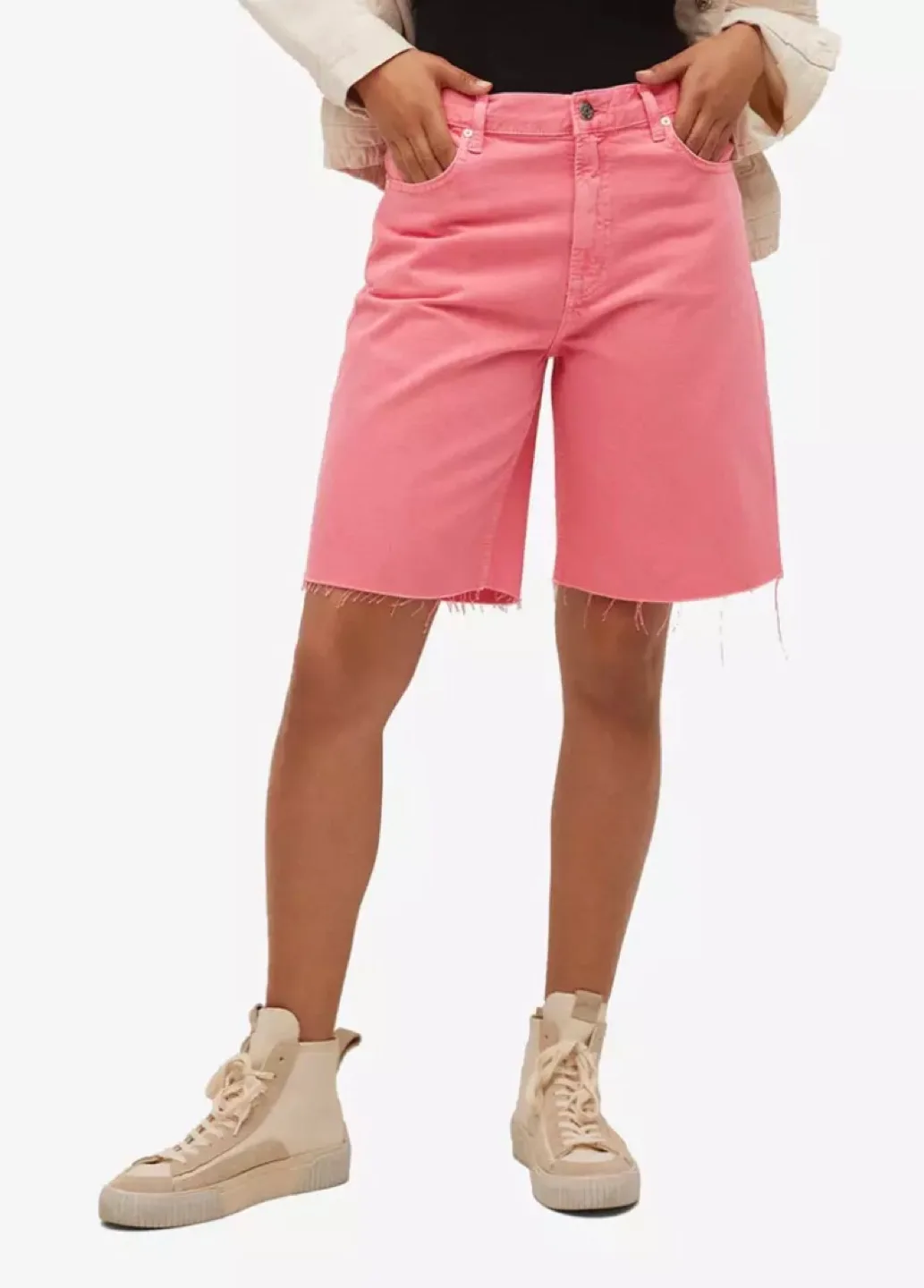 Mango Pink Denim Shorts - Size 32 image indicator(4)