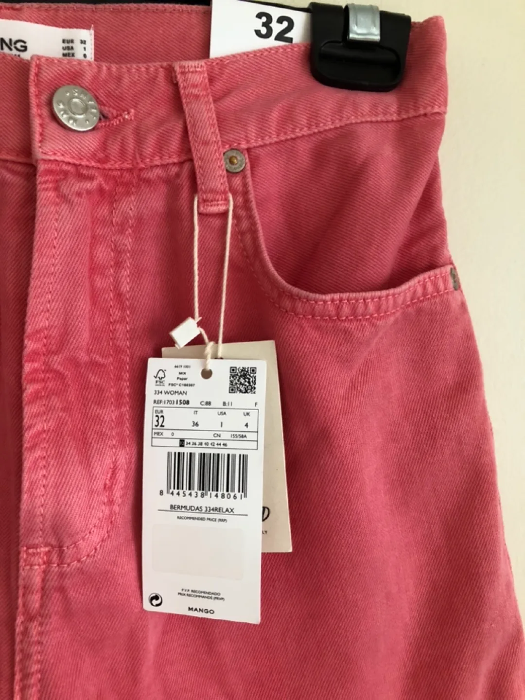 Mango Pink Denim Shorts - Size 32 image indicator(6)