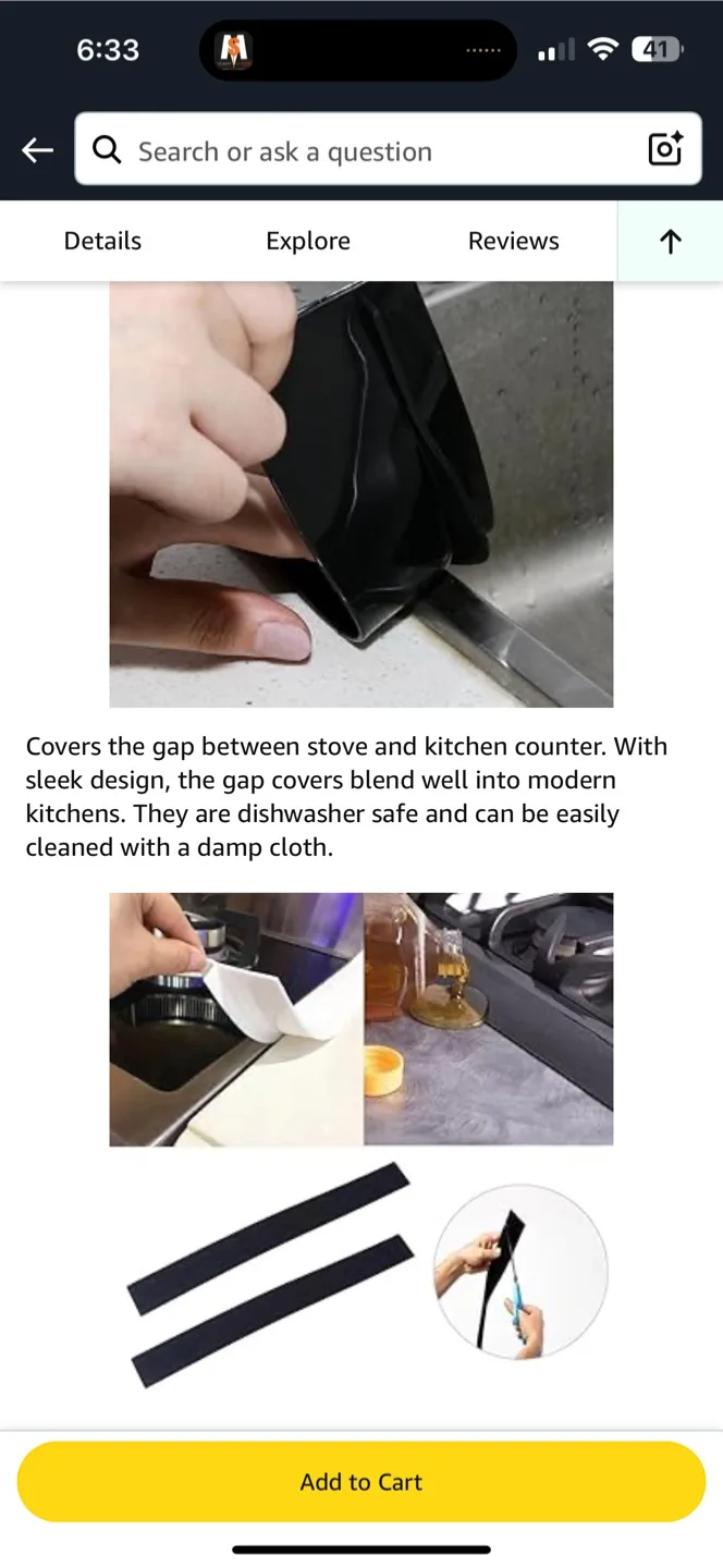 Black Silicone Stove Gap Cover (21 inch) image indicator(6)