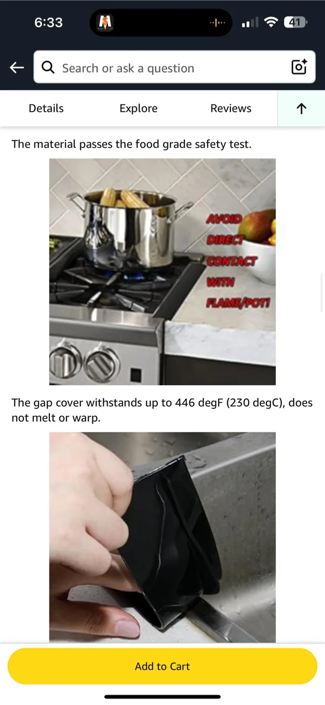 Black Silicone Stove Gap Cover (21 inch) image indicator(5)