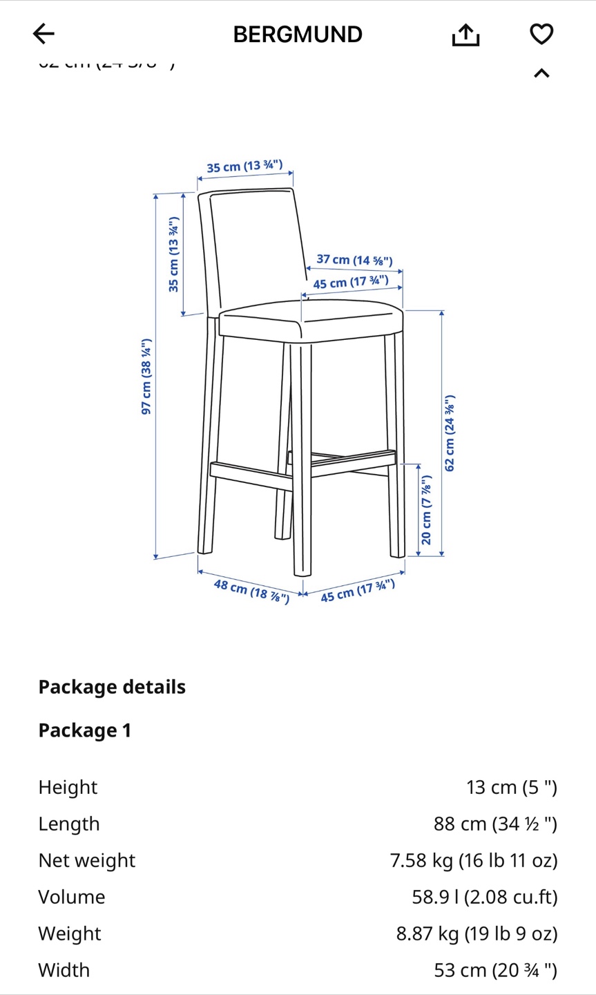 IKEA Bergmund Bar Stools - Set of 2 - photo 3