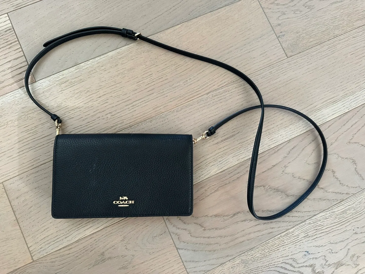 Coach black leather chain on wallet purse thumbnail