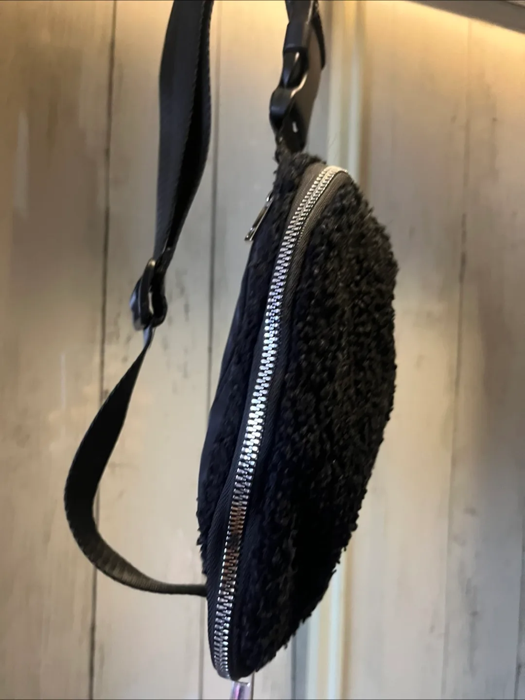 Fuzzy Black Belt Bag thumbnail