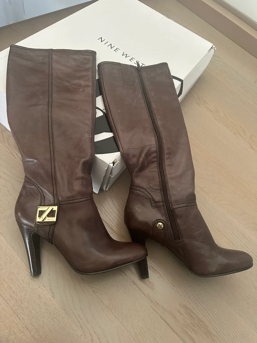New Nine West brown leather boots - woman’s size 8.5 thumbnail