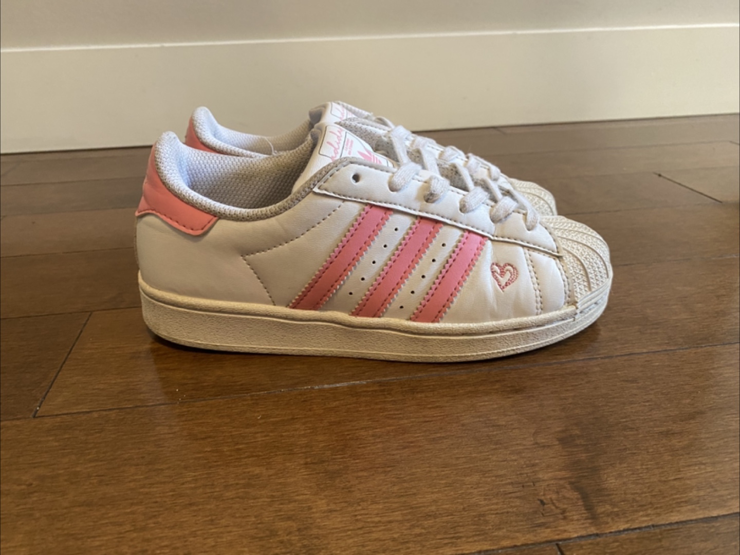 1Y Adidas Superstars in White & Pink - photo 4