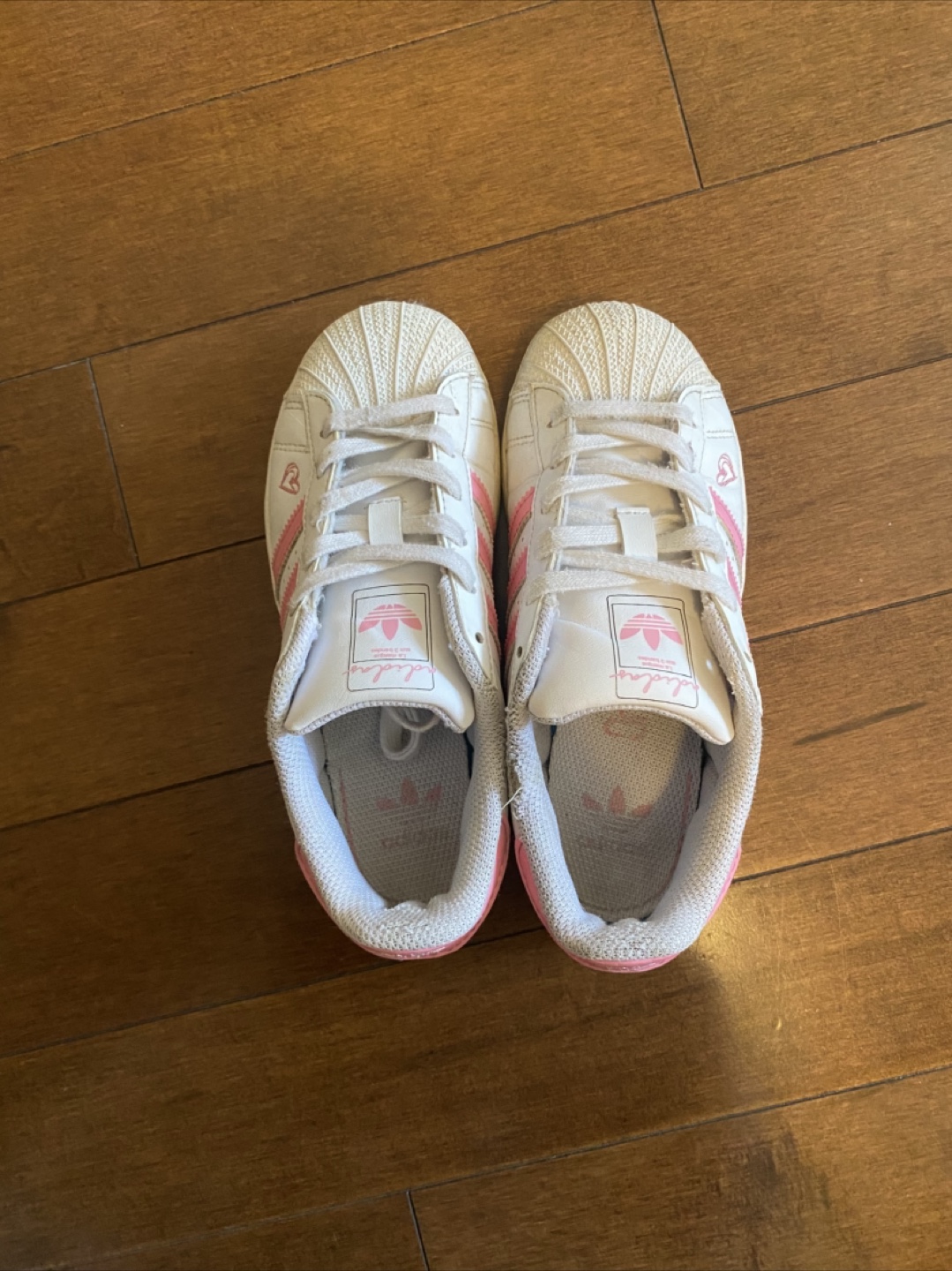 1Y Adidas Superstars in White & Pink - photo 5