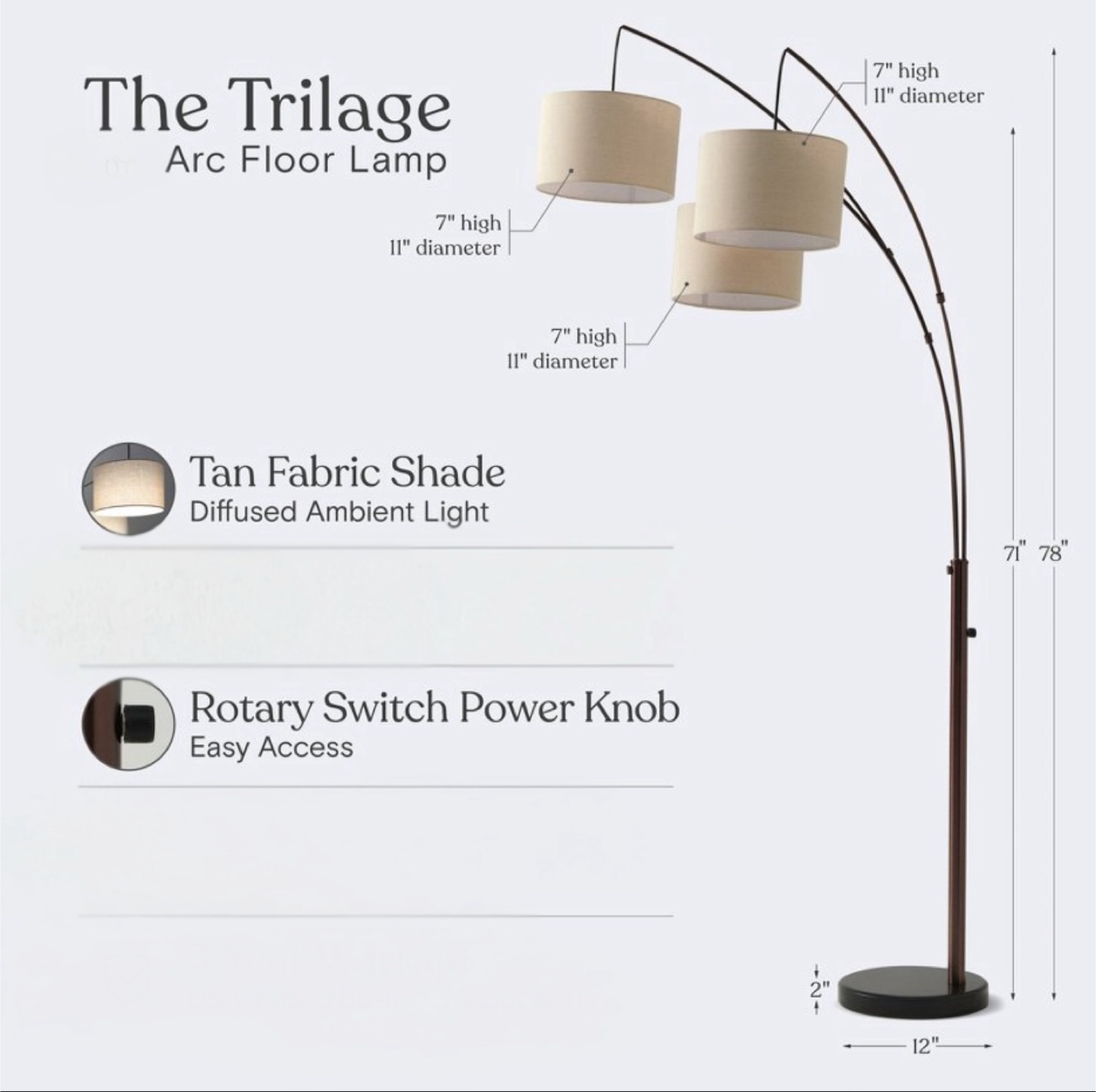 Trilage Arc Floor Lamp - 78" Height - photo 3