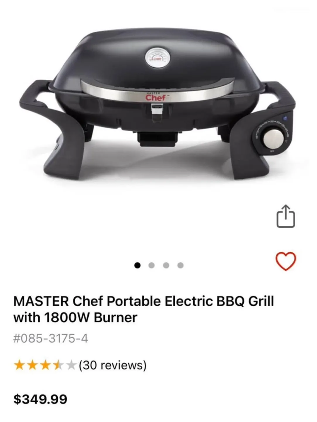 MASTER Chef Portable Electric BBQ Grill thumbnail