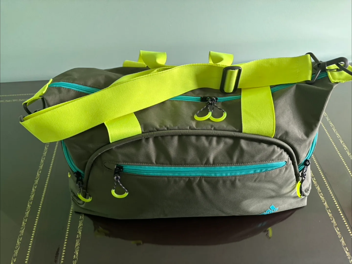 Adidas Olive Green/Yellow Duffel Bag thumbnail