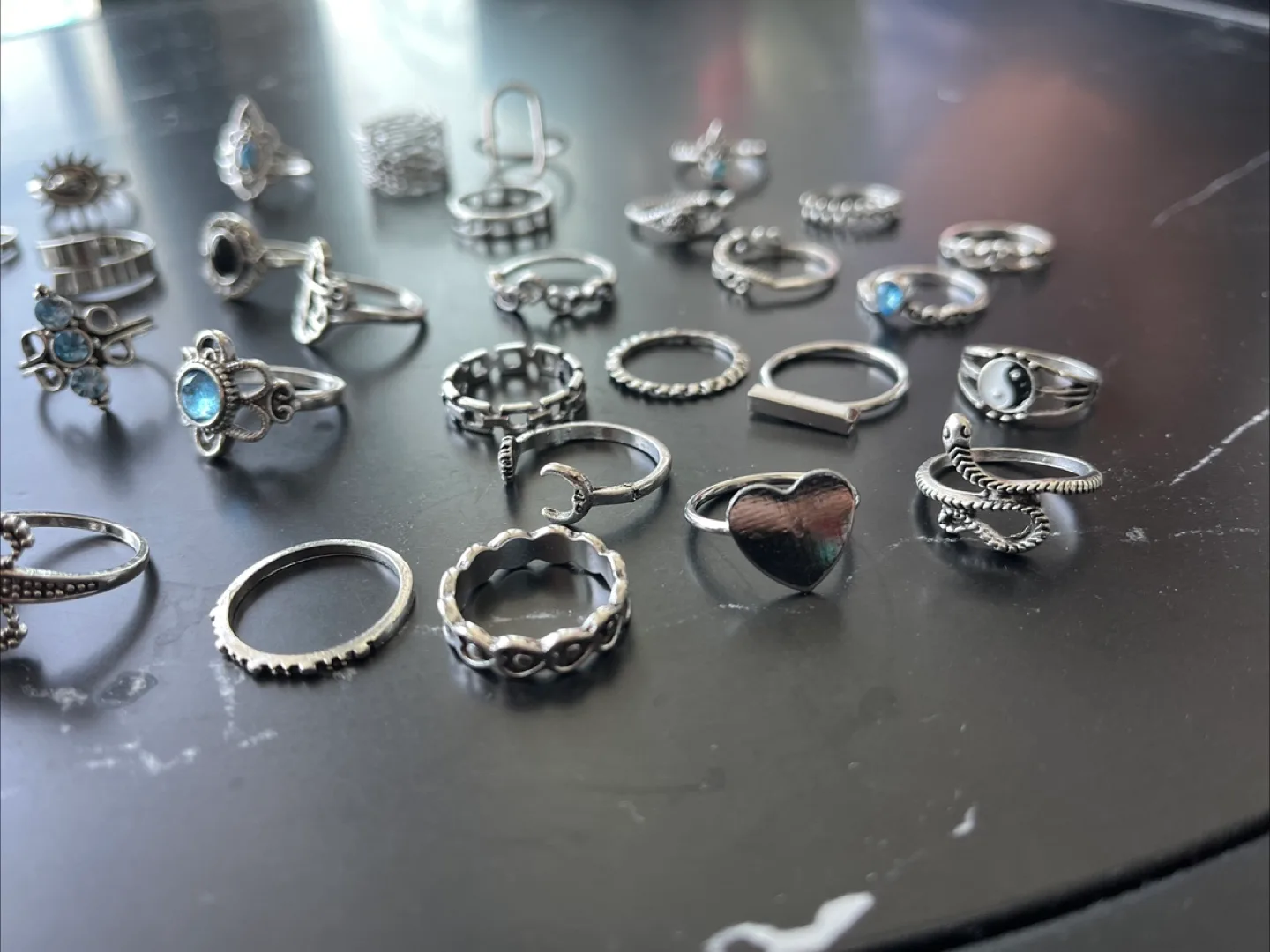 Assorted Silver Tone Rings - Variety of Styles image indicator(5)