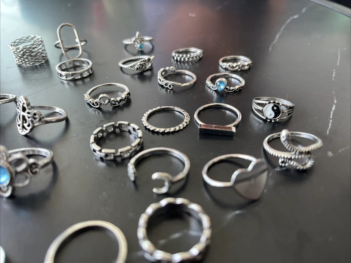 Assorted Silver Tone Rings - Variety of Styles image indicator(4)