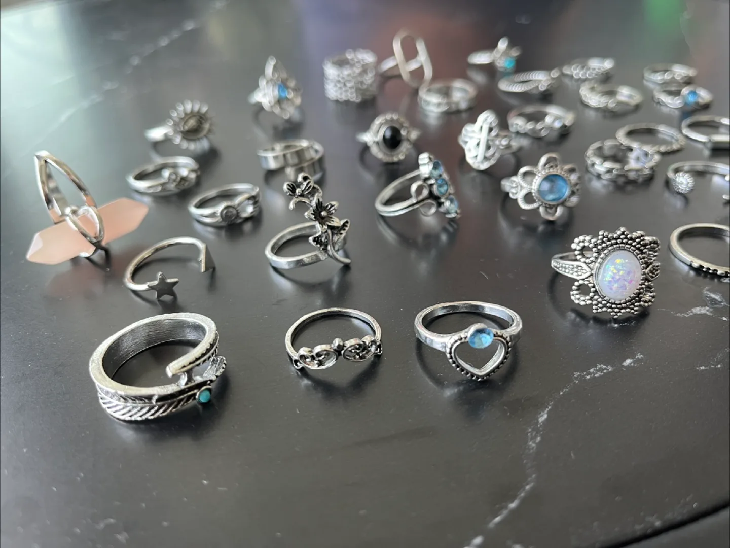 Assorted Silver Tone Rings - Variety of Styles image indicator(3)