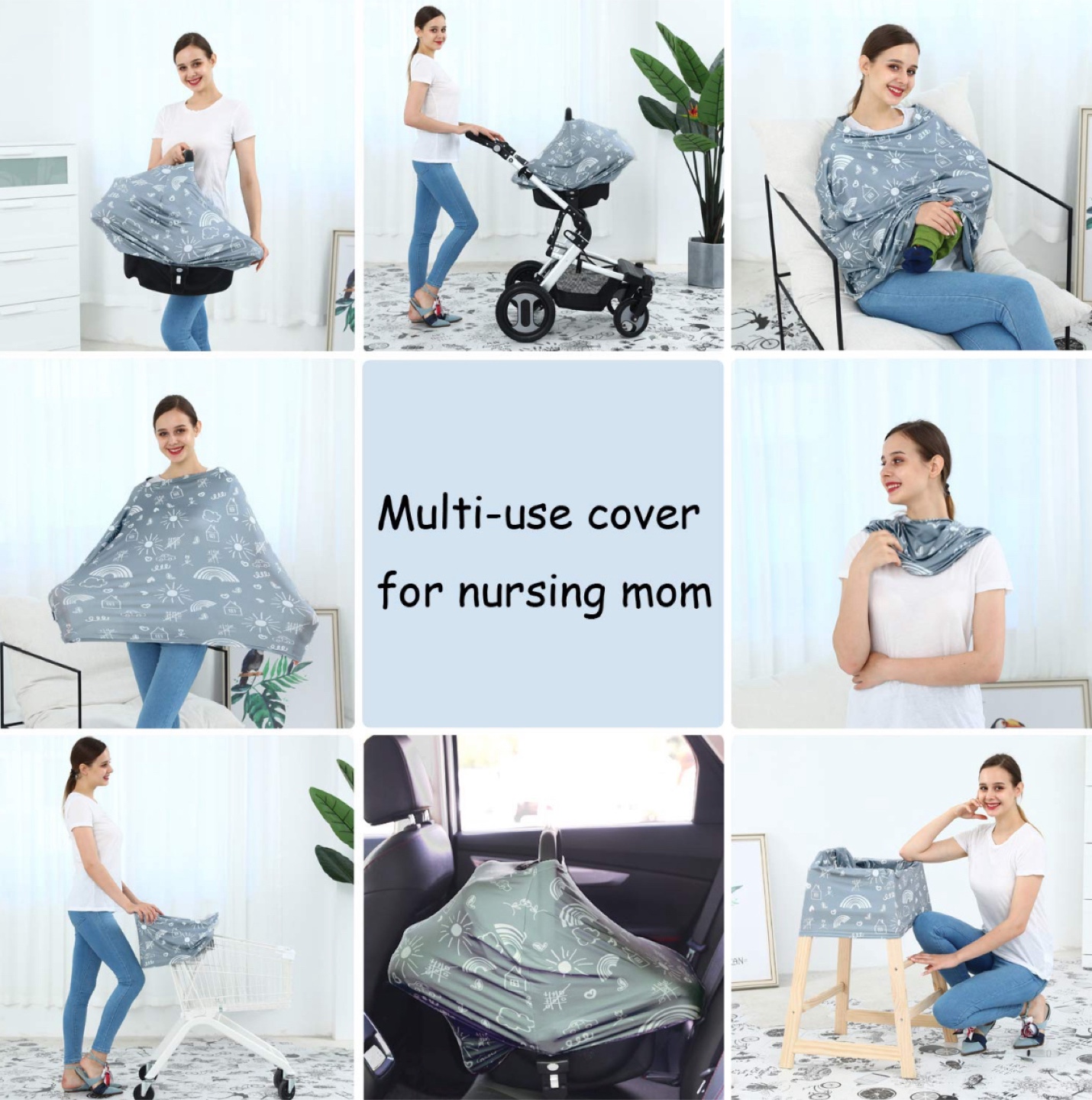 Multi-Use Nursing Cover - Grey & Floral