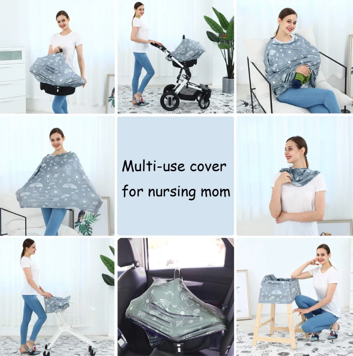 Multi-Use Nursing Cover - Grey & Floral