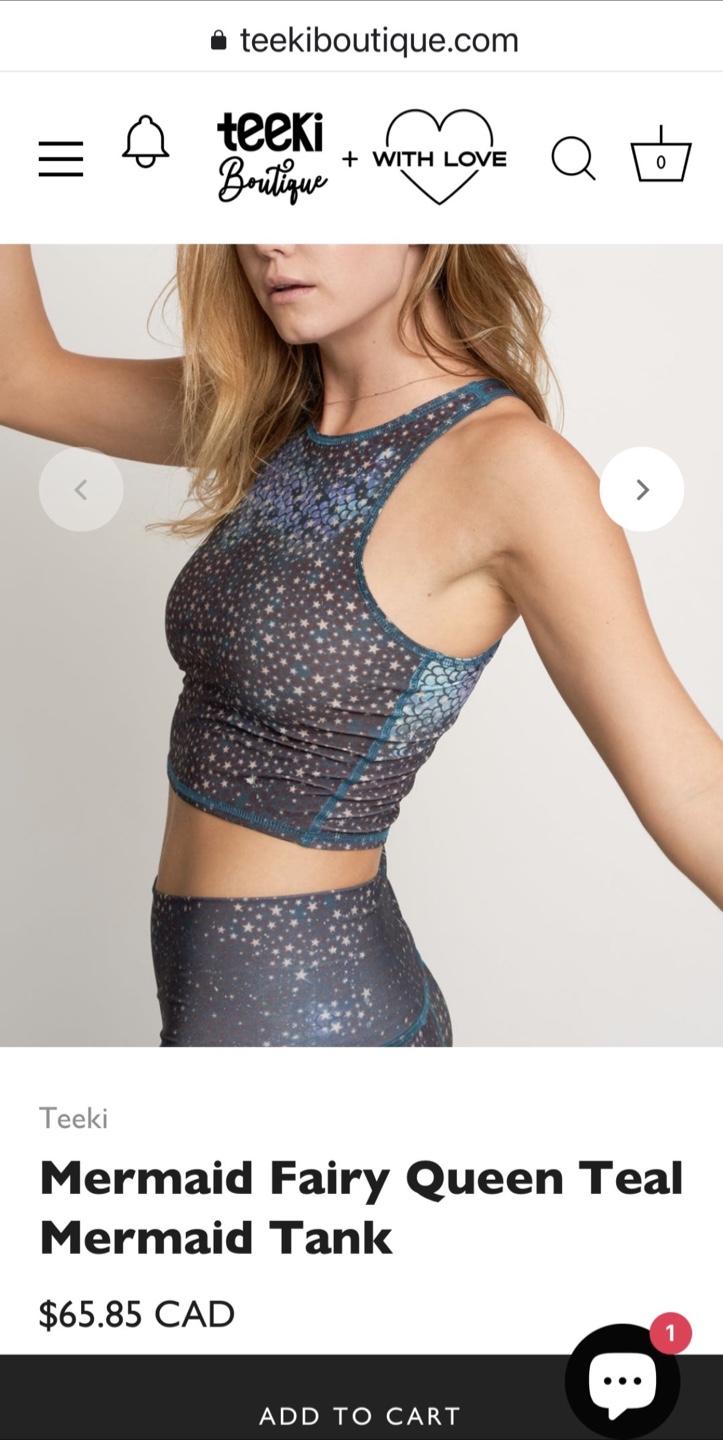 NEW Teeki Mermaid Fairy Queen Teal Tank