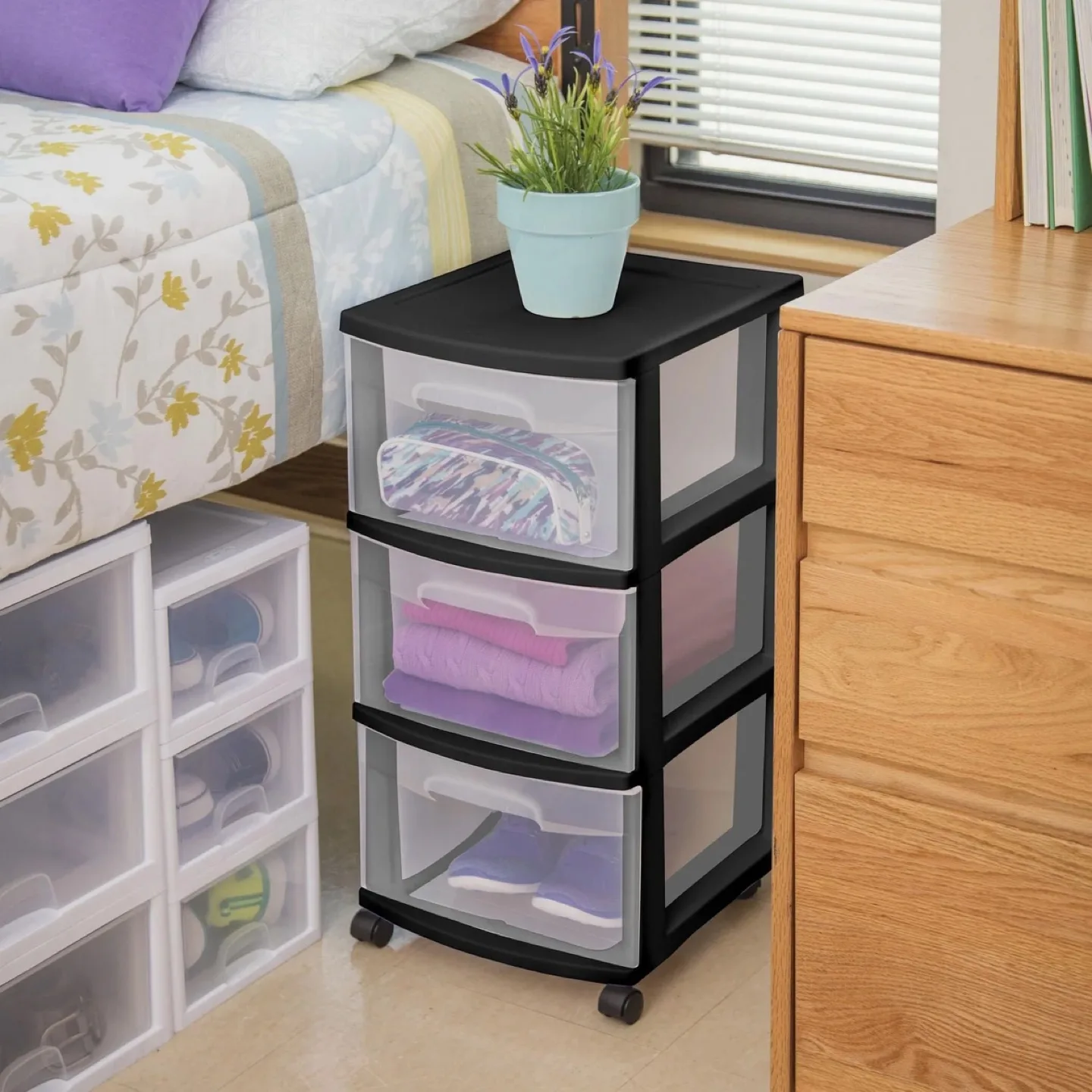 3-Drawer Wide Weave Tower - Black Frame image indicator(7)