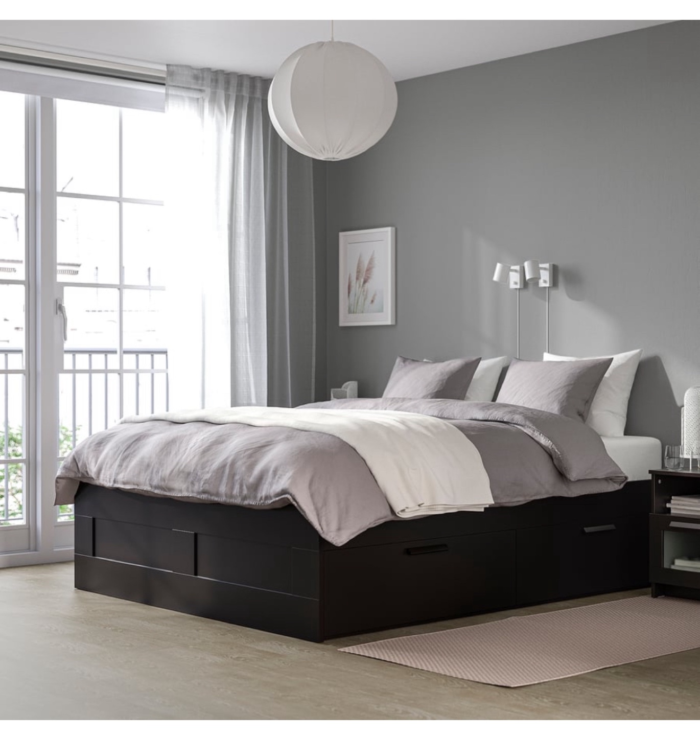 IKEA BRIMNES Bed frame with storage, black, Queen - photo 2