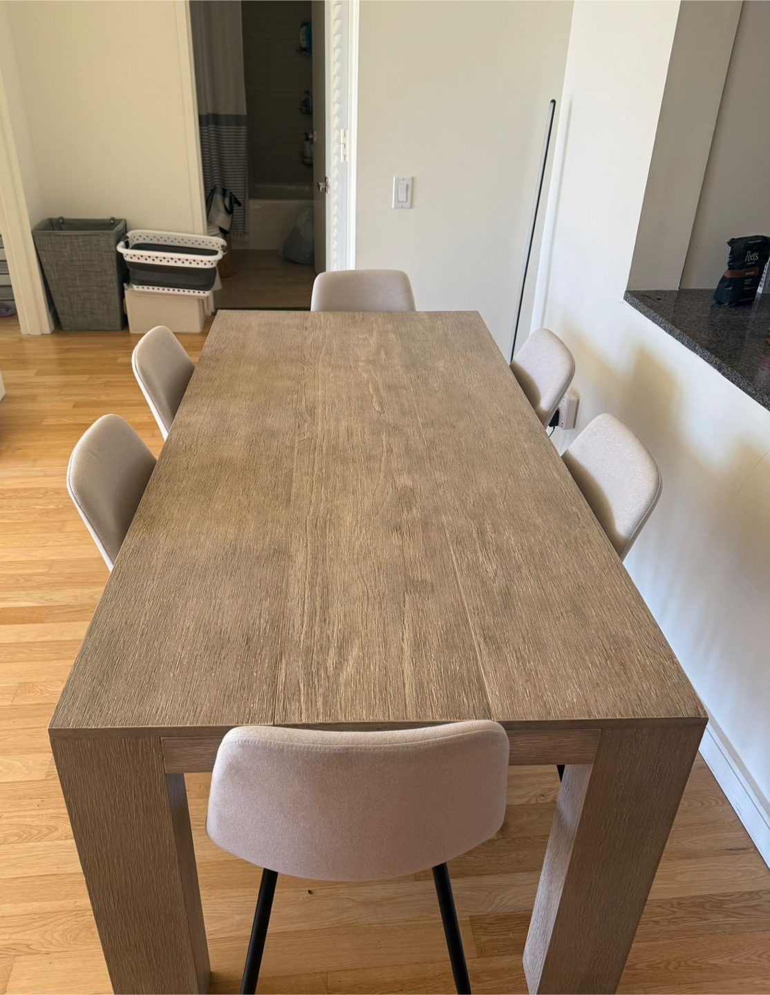Dining Table - Beige, Solid Wood