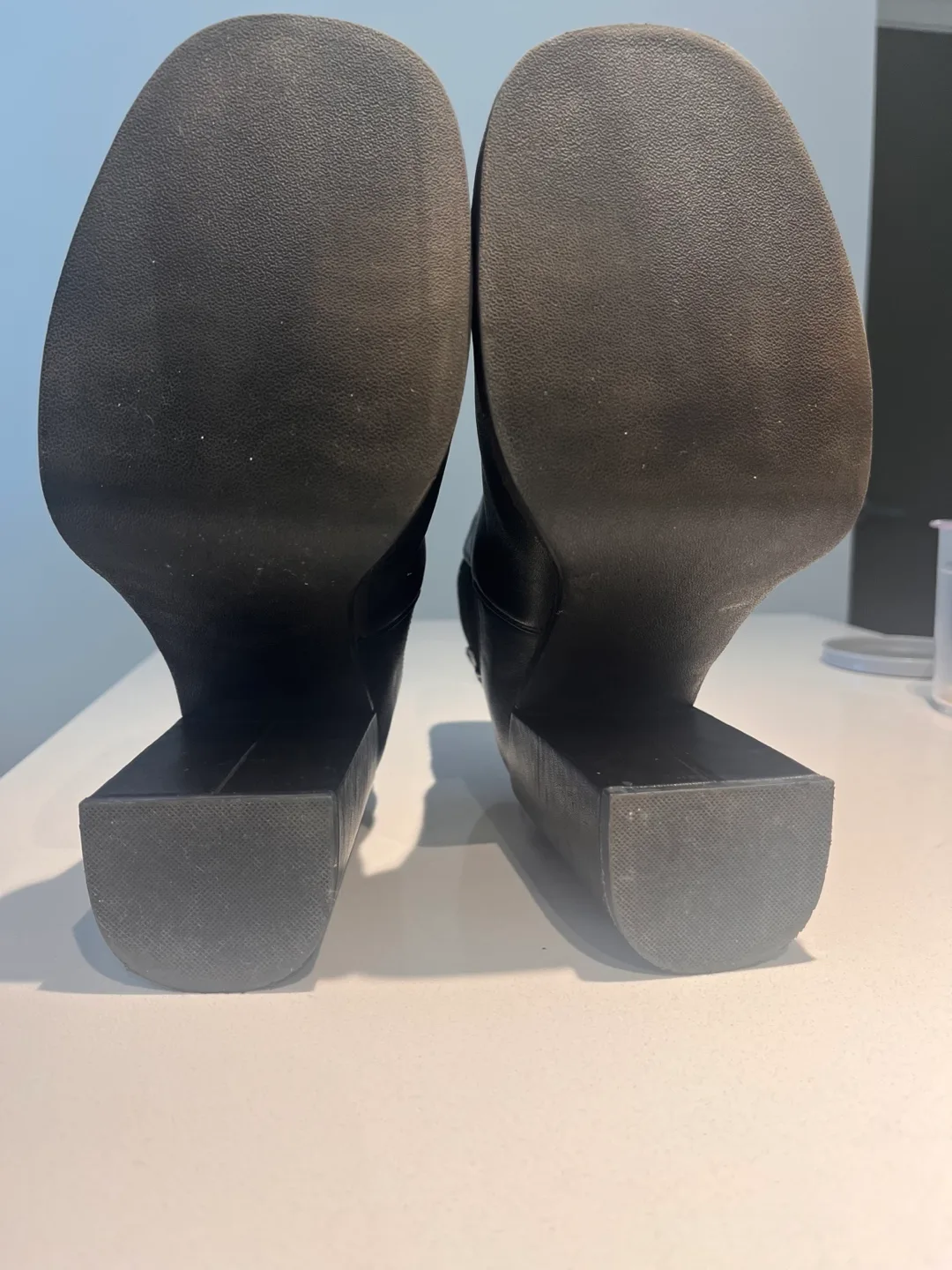 Steve Madden Black Leather Platform Heel Boots, Size 8 image indicator(8)