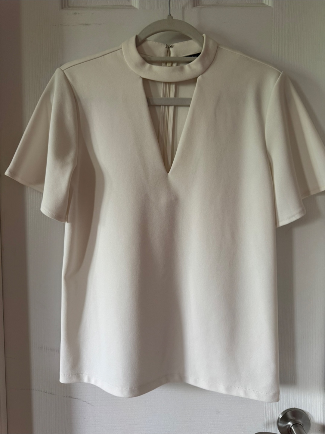 Ann Taylor Cream Cutout Blouse - Size S