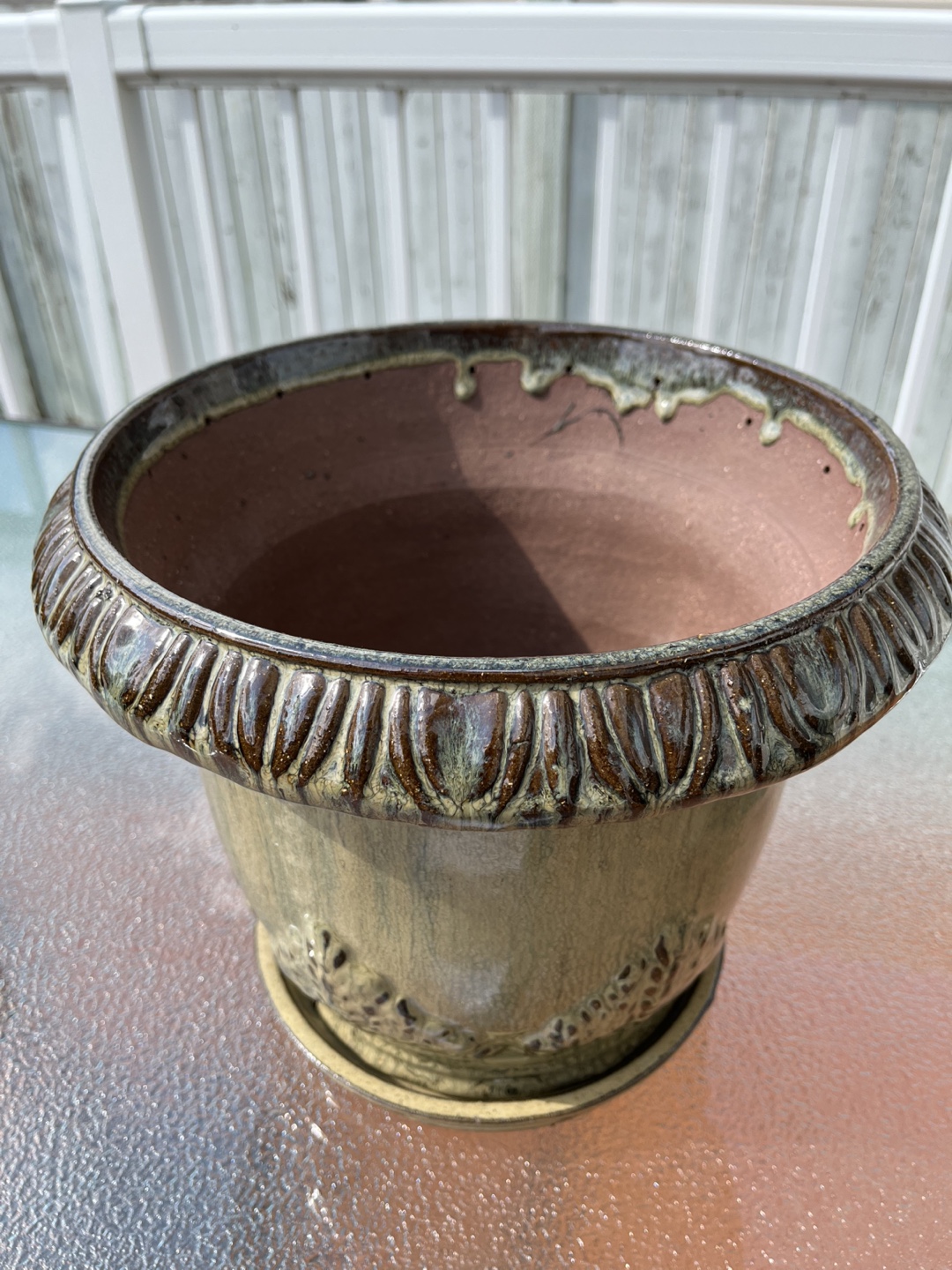 Glazed Ceramic Planter Pot with Tray - photo 4