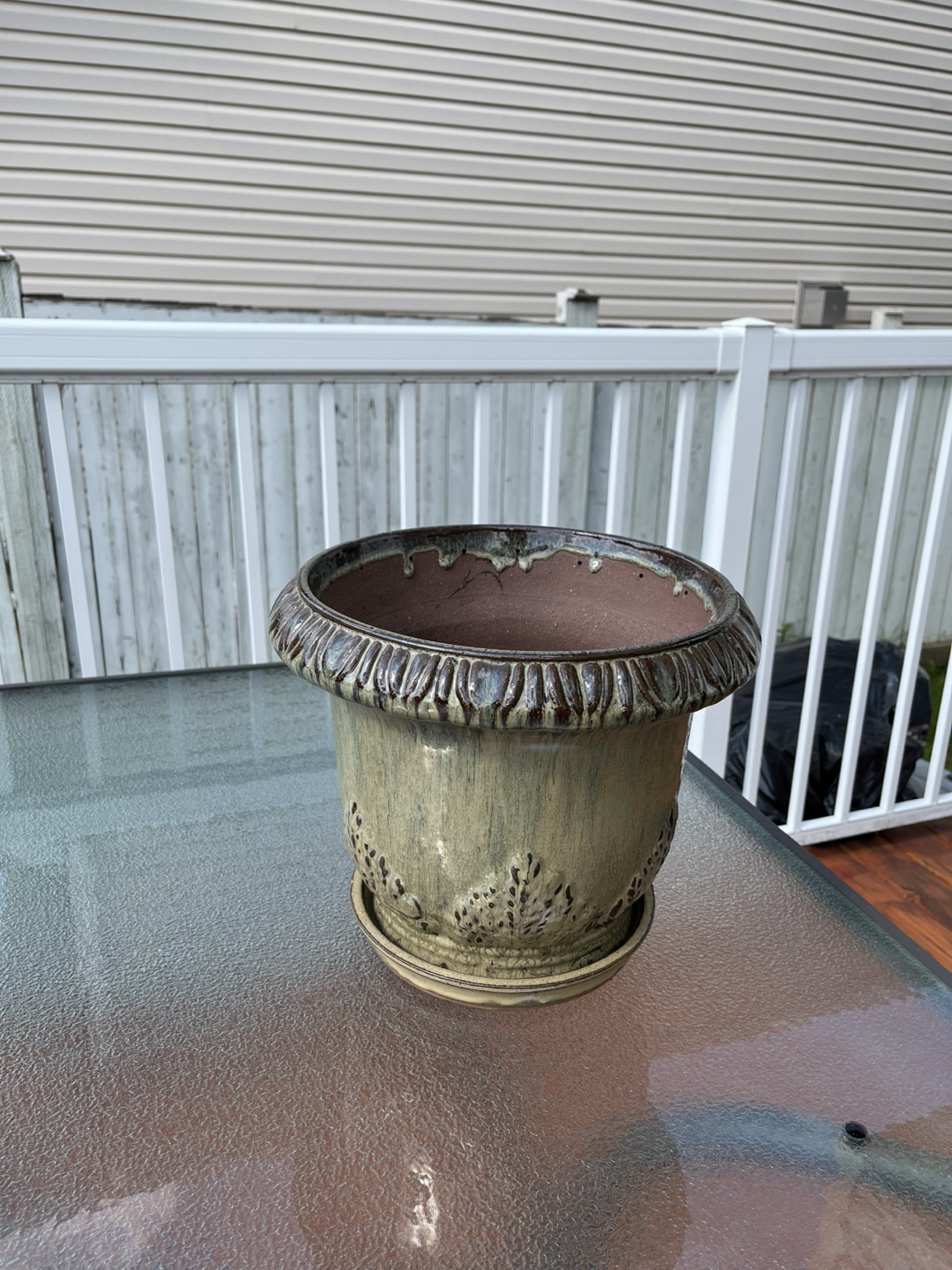 Glazed Ceramic Planter Pot with Tray - photo 3