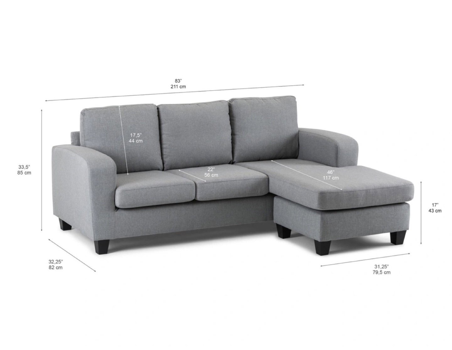 Structube Arnold Grey Sectional Sofa - photo 3