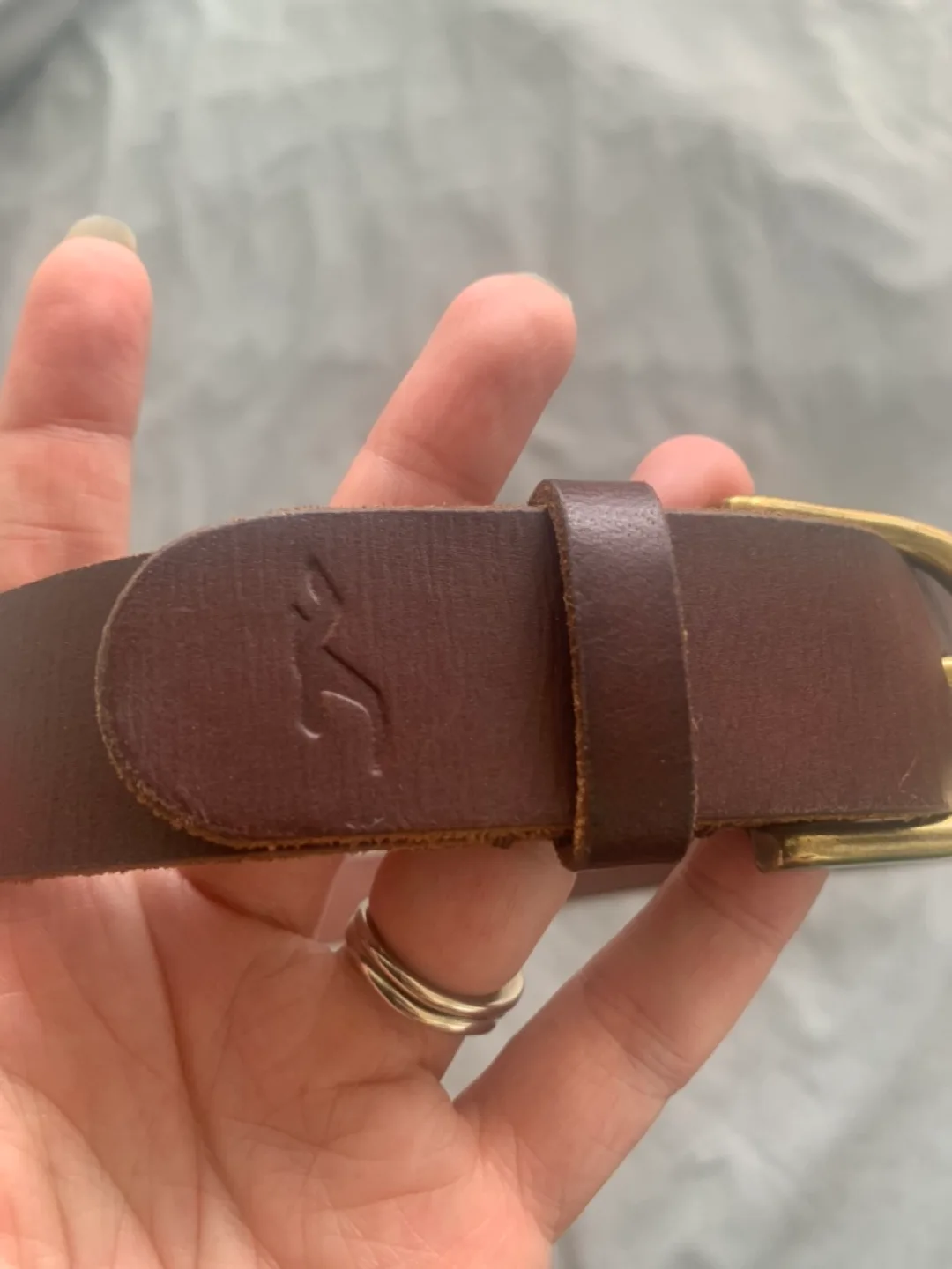 BNWOT Hollister Brown Leather Belt with brass buckle image indicator(2)