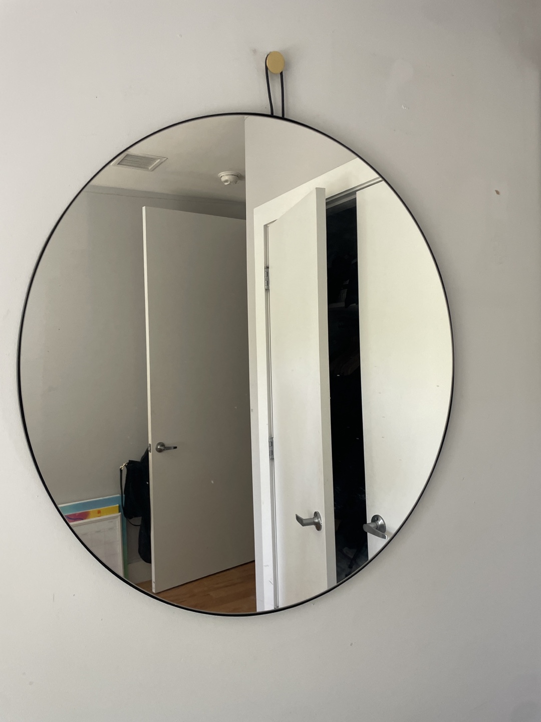 Round Wall Mirror with Black Frame