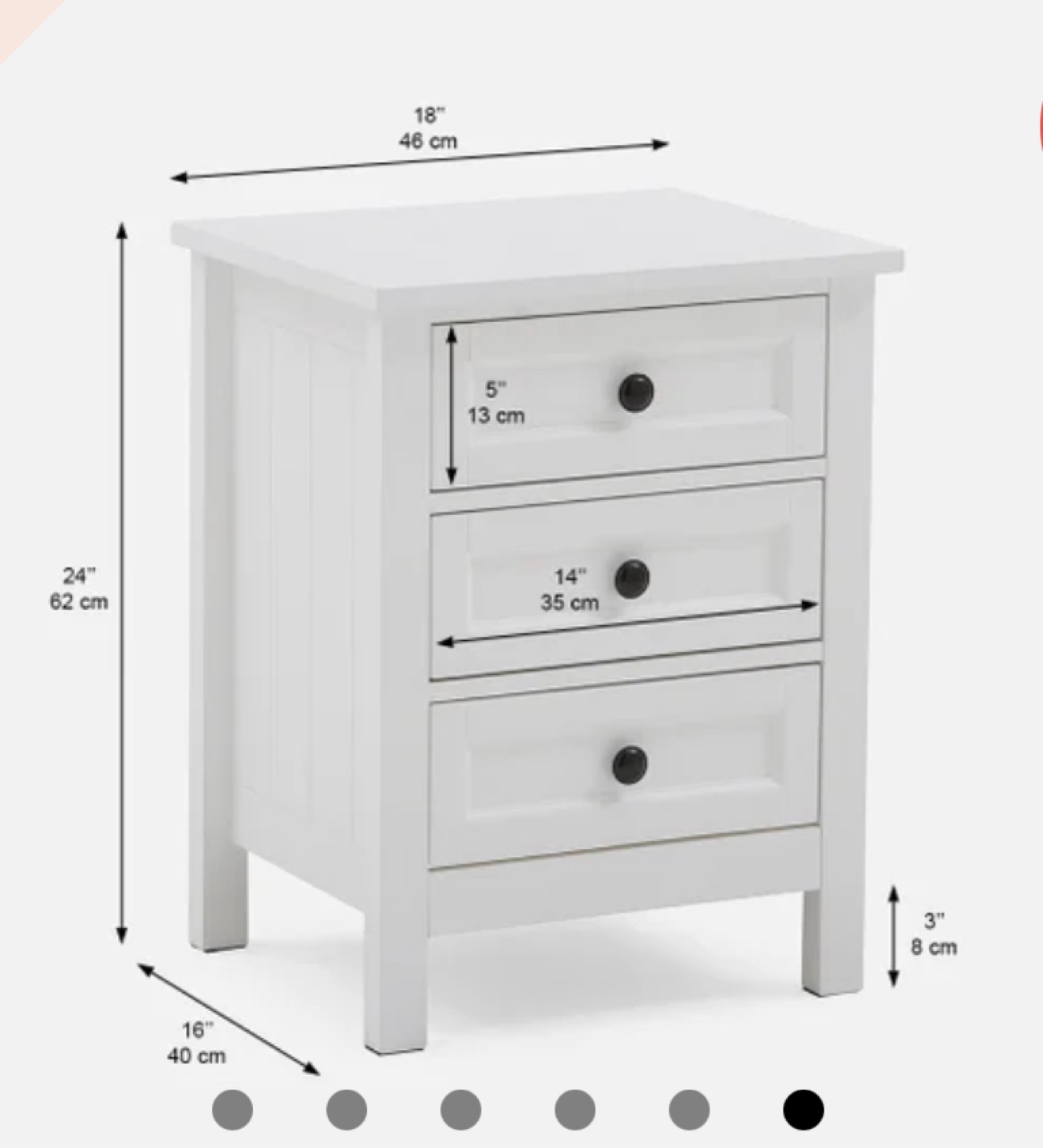 Structube White 3-Drawer Nightstand - photo 2